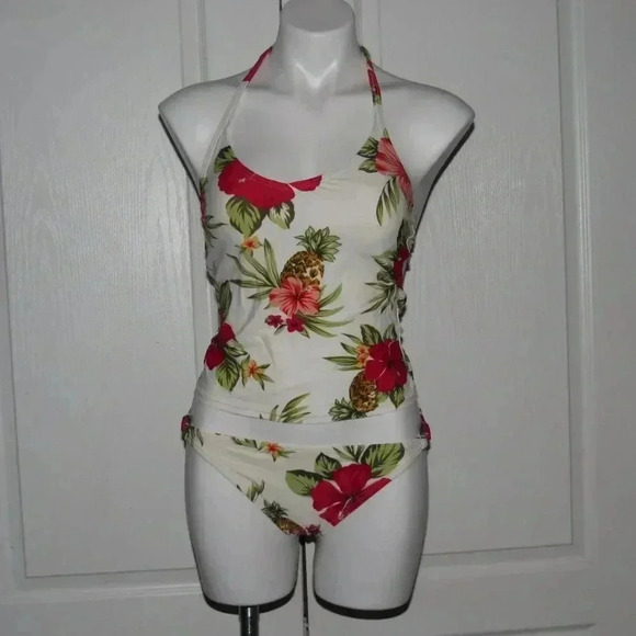 LIQUID BLUE Floral Halter Bikini Set (Size M top & L bottom) - Picture 1 of 7